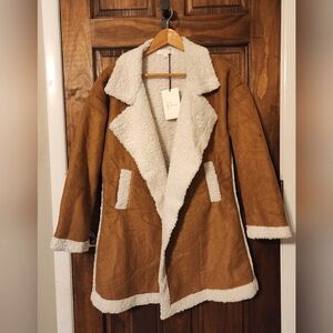 NEW Camel Teddy Bear mid-length Coat S/M